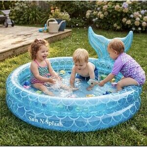 Sun N Splash Small Inflatable Blue 35” Outdoor Pool Mermaid Tail New Kiddie Kids